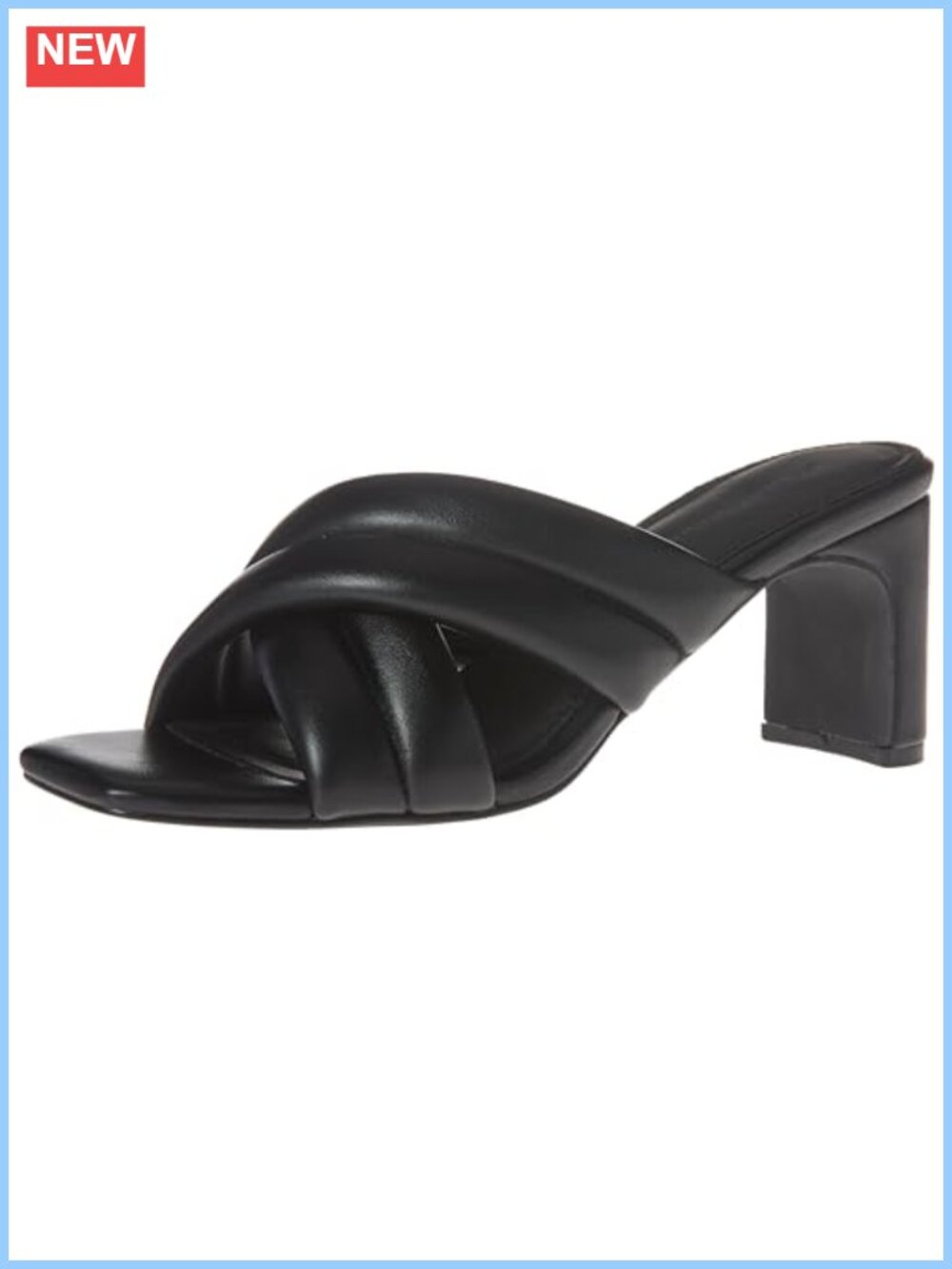 Crossover Block Heeled Sandals Faux Calfskin Memory Foam Insole